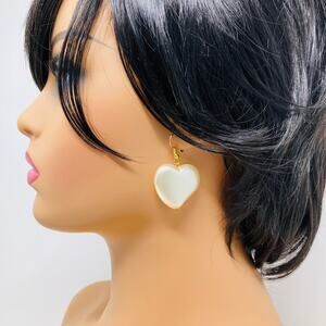 NOS Tacoa Vintage 80s Pearlized Heart Earrings